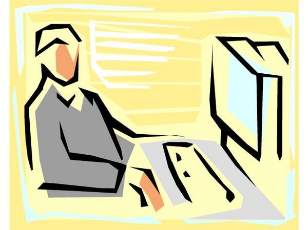 Εικονίδιο με άνδρα που κάθεται στον ηλεκτρονικό υπολογιστή
