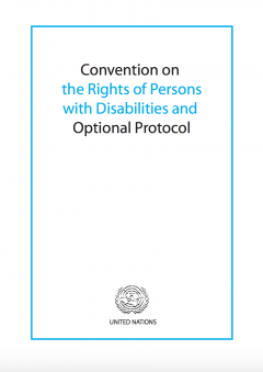 Εξώφυλλο από το Κείμενο για τη Διεθνή Σύμβαση των Ηνωμένων Εθνών για τα Δικαιώματα των Ατόμων με Αναπηρία.